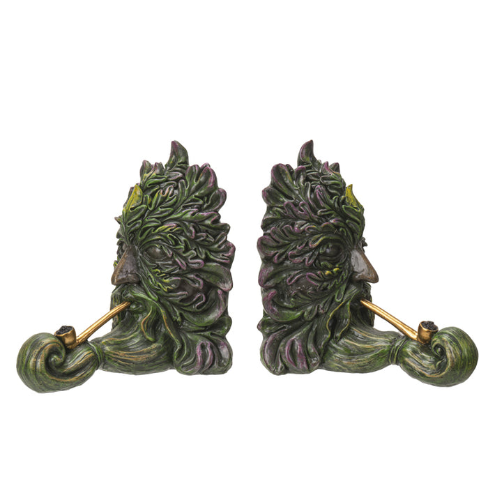 Ebros Gift Forest Tree Spirit Ent Celtic Greenman Smoking Golden Pipes Decorative Bookends
