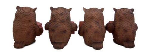 Ebros Gift Forest Wisdom Great Horned Owl Holding Signs Figurine Set 3.5"H Four Funny Owls