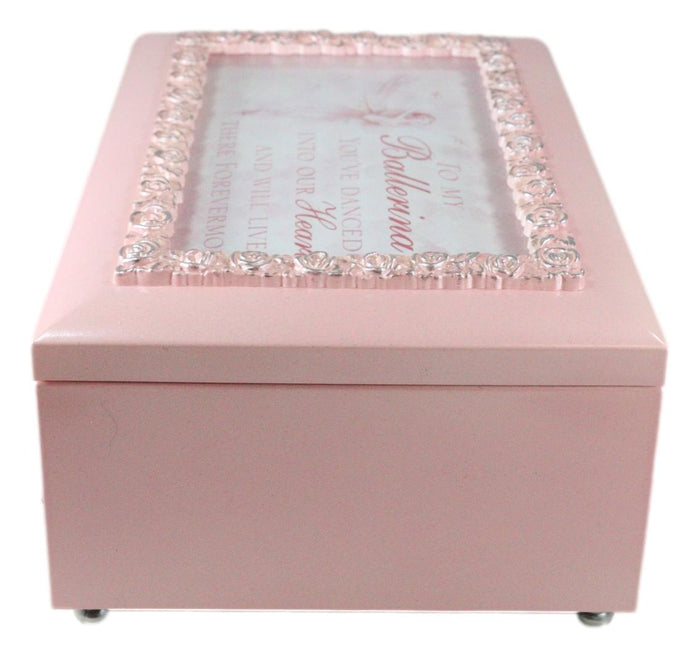 Ebros Gift Forever In Our Hearts Dancing Ballerina Pink Floral Wooden Trinket Musical Box