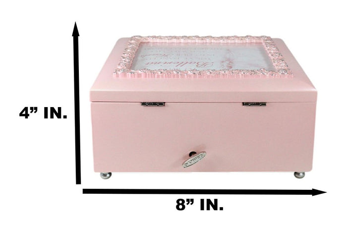 Ebros Gift Forever In Our Hearts Dancing Ballerina Pink Floral Wooden Trinket Musical Box