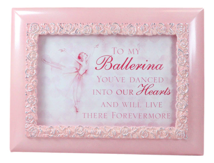 Ebros Gift Forever In Our Hearts Dancing Ballerina Pink Floral Wooden Trinket Musical Box