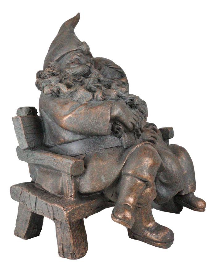 Ebros Gift Forever Love Mr And Mrs Gnome Couple Sitting On Wooden Stool Bench Figurine