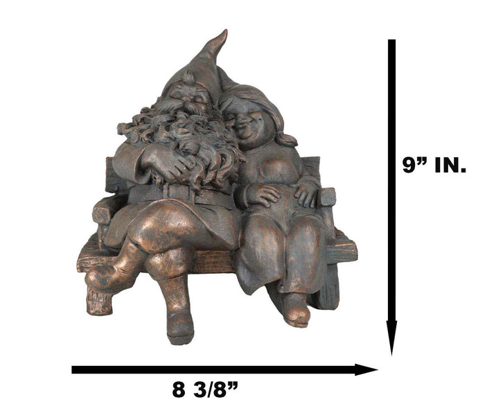 Ebros Gift Forever Love Mr And Mrs Gnome Couple Sitting On Wooden Stool Bench Figurine