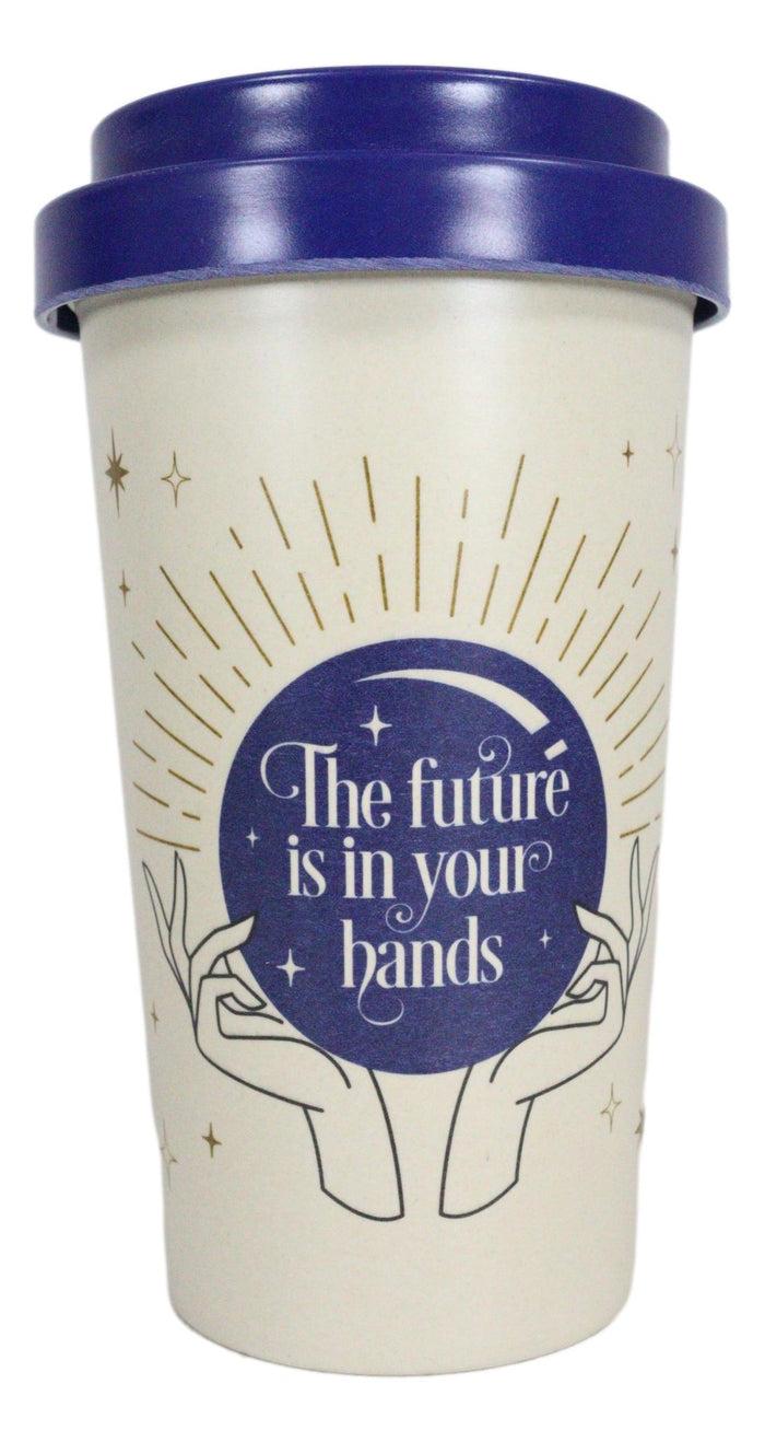 Ebros Gift Fortune Teller Psychic Scrying Ball Palm Hands Travel Mug Cup W/ Lid And Sleeve