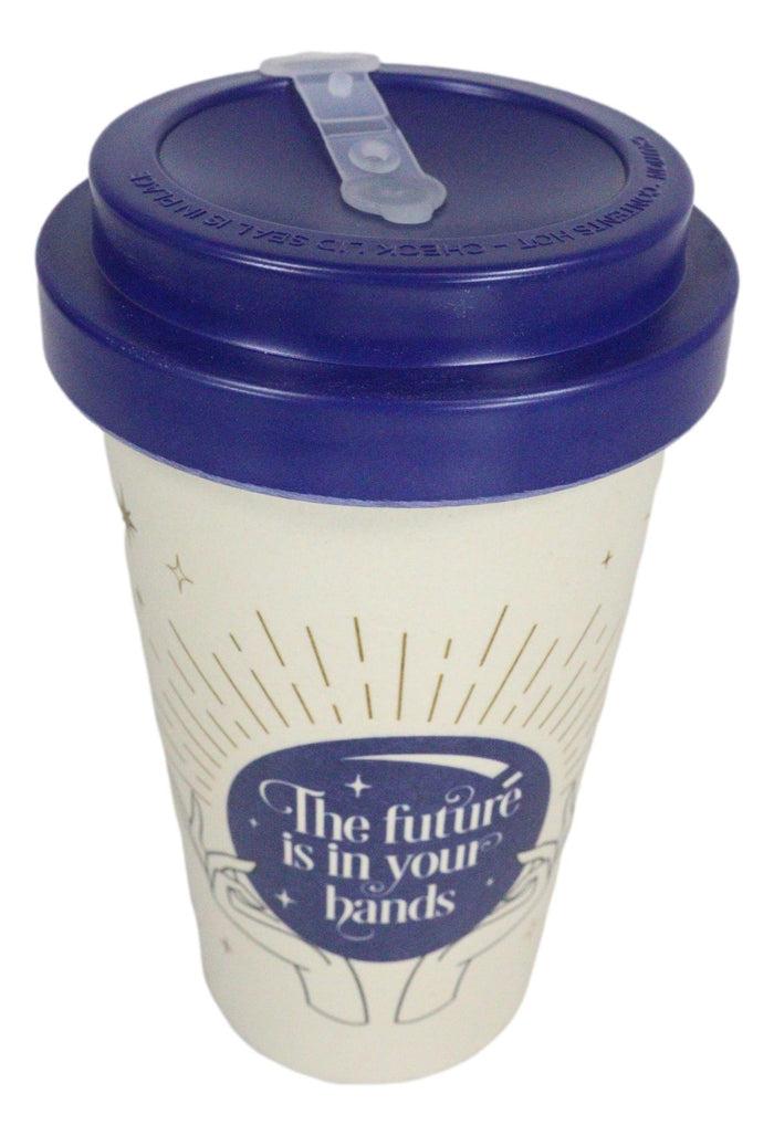 Ebros Gift Fortune Teller Psychic Scrying Ball Palm Hands Travel Mug Cup W/ Lid And Sleeve