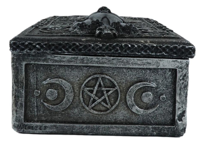 Ebros Gift Fortune Telling Triple Moon Black Cat Wicca Tarot Cards Decorative Box Figurine