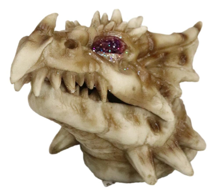 Ebros Gift Fossil Dragon Skull Skeleton With Faux Geode Crystal Eyes Incense Burner Box