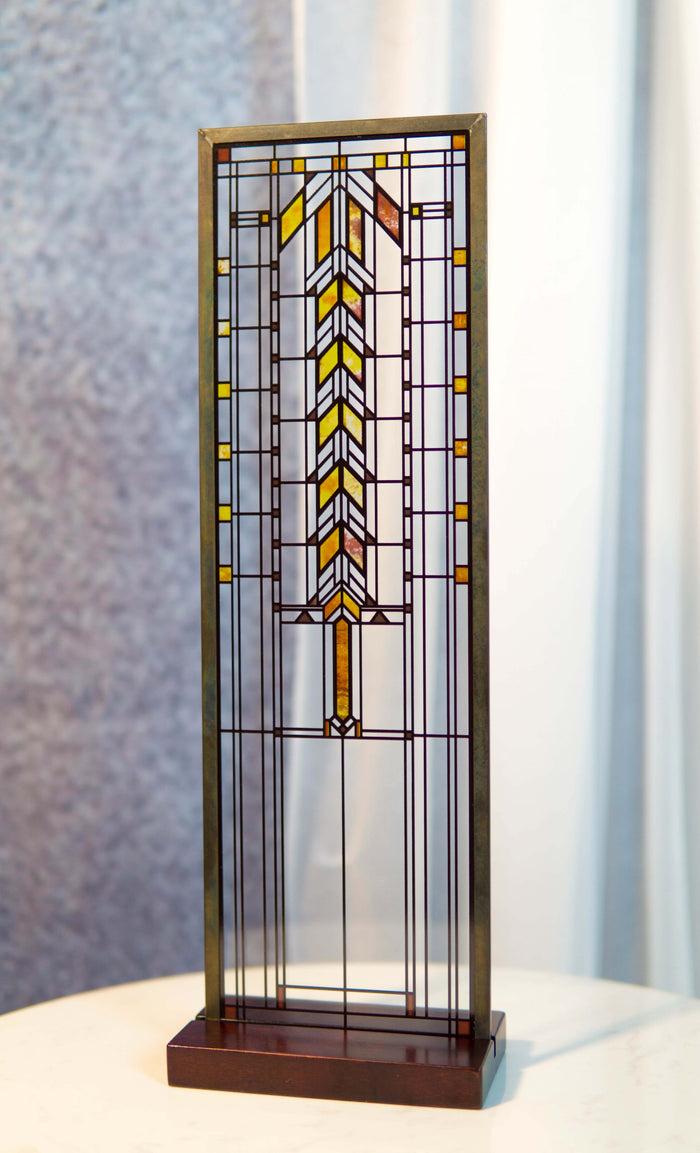 ebros gift Frank Lloyd Wright Barton House Buffet Door Stained Glass Wall Or Desktop Plaque