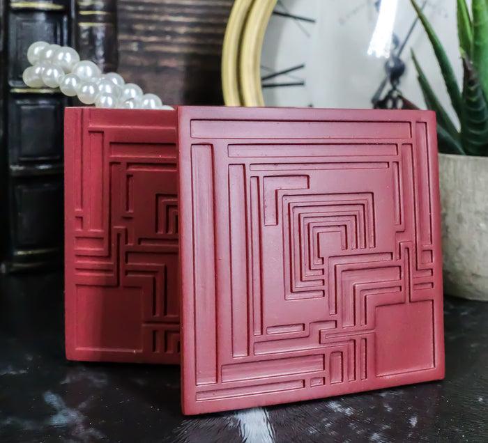 ebros gift Frank Lloyd Wright Charles Ennis House Petite Cube Trinket Box Textile Block Art