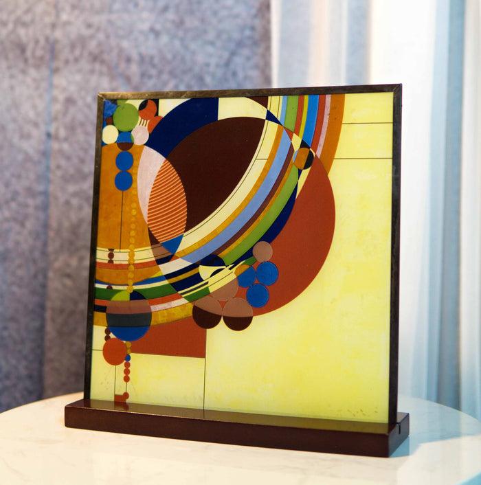 ebros gift Frank Lloyd Wright Colorful March Balloons Stained Glass Wall Or Desktop Plaque