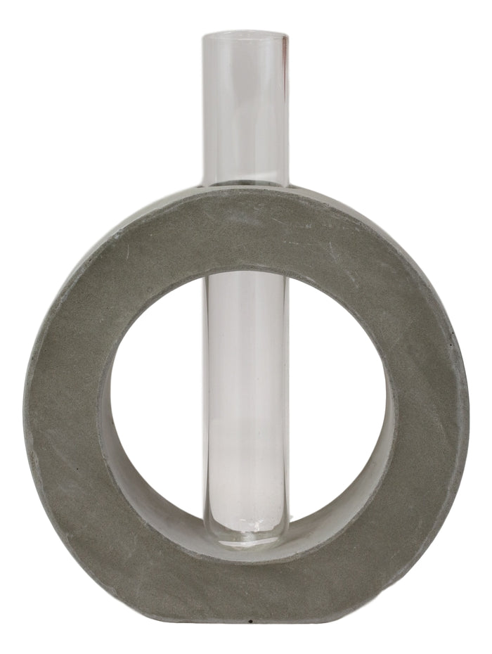 Ebros Gift Frank Lloyd Wright Contemporary Polished Concrete Small Circle Floral Bud Vase