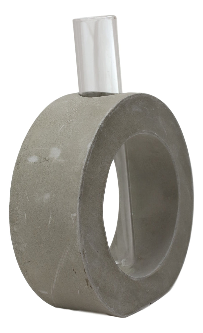 Ebros Gift Frank Lloyd Wright Contemporary Polished Concrete Small Circle Floral Bud Vase