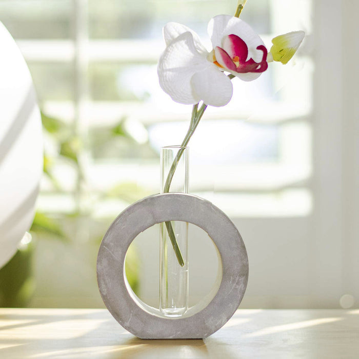 ebros gift Frank Lloyd Wright Contemporary Polished Concrete Small Circle Floral Bud Vase