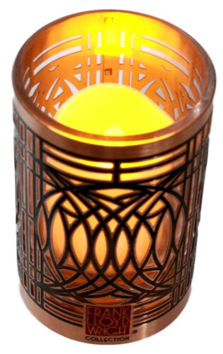 Ebros Gift Frank Lloyd Wright George Blossom House Art Glass Brass Votive Candle Holder