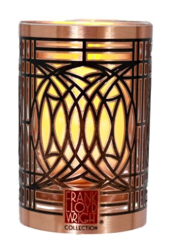 ebros gift Frank Lloyd Wright George Blossom House Art Glass Brass Votive Candle Holder