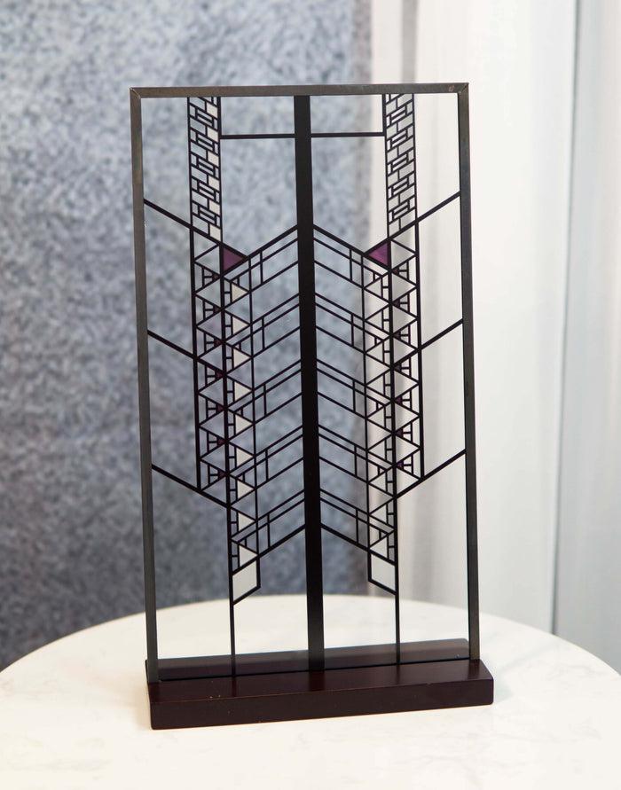 Ebros Gift Frank Lloyd Wright Hollyhock Flower House Stained Glass Wall Or Desktop Plaque