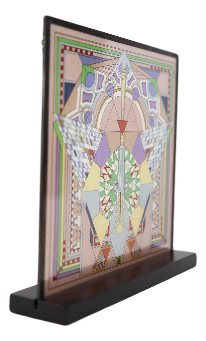 Ebros Gift Frank Lloyd Wright Imperial Hotel Peacock Rug Stained Glass Wall Desktop Plaque