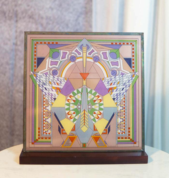 ebros gift Frank Lloyd Wright Imperial Hotel Peacock Rug Stained Glass Wall Desktop Plaque