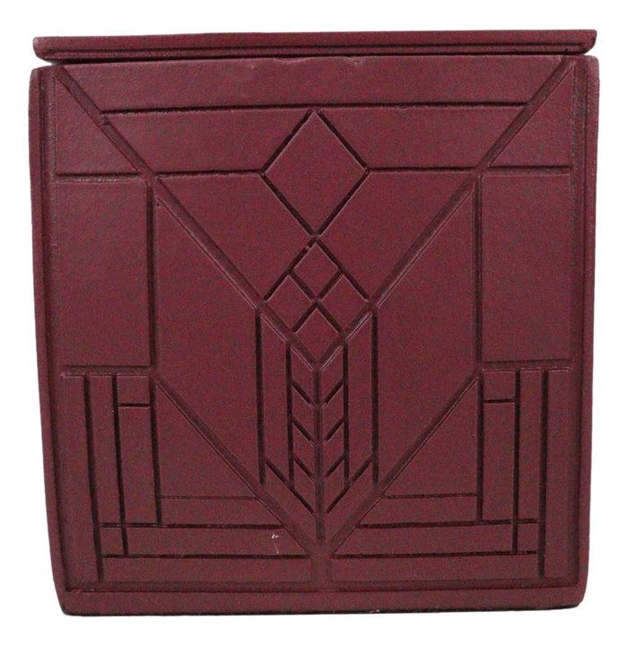 Ebros Gift Frank Lloyd Wright Lake Geneva Tulip Art Glass Textile Block Petite Trinket Box