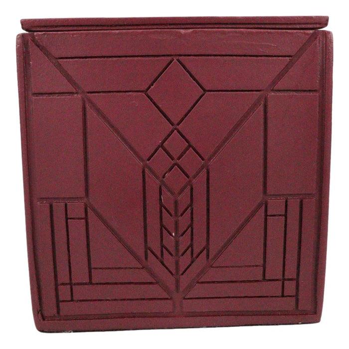 Ebros Gift Frank Lloyd Wright Lake Geneva Tulip Art Glass Textile Block Petite Trinket Box