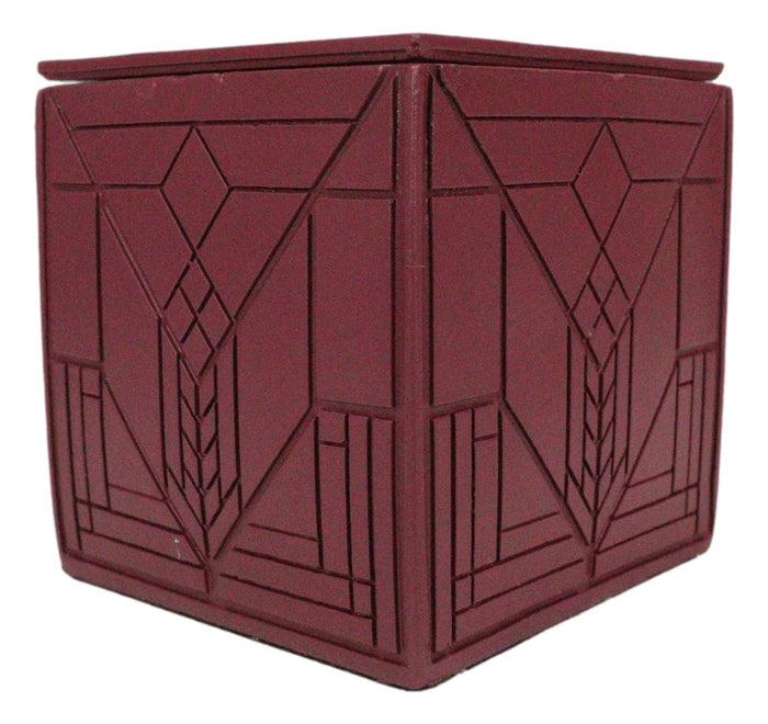 Ebros Gift Frank Lloyd Wright Lake Geneva Tulip Art Glass Textile Block Petite Trinket Box