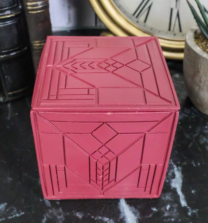 ebros gift Frank Lloyd Wright Lake Geneva Tulip Art Glass Textile Block Petite Trinket Box