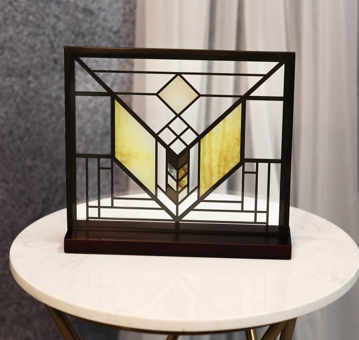 ebros gift Frank Lloyd Wright Lake Geneva Tulip Scene Stained Glass Wall Or Desktop Plaque