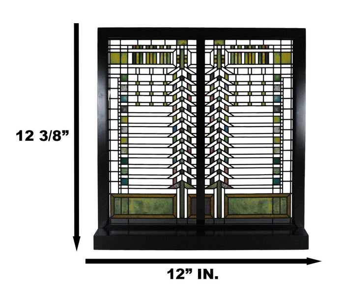Ebros Gift Frank Lloyd Wright Martin House Casement Window Stained Glass Panel Desk Plaque