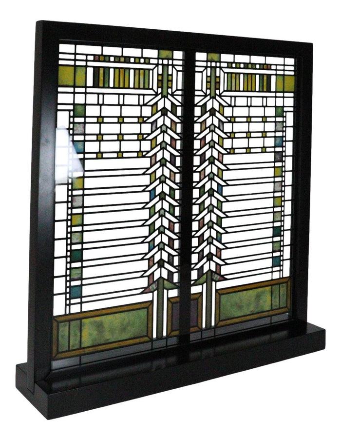Ebros Gift Frank Lloyd Wright Martin House Casement Window Stained Glass Panel Desk Plaque