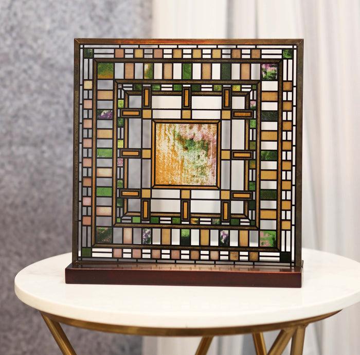 ebros gift Frank Lloyd Wright Martin House Pier Laylight Stained Glass Wall Desktop Plaque