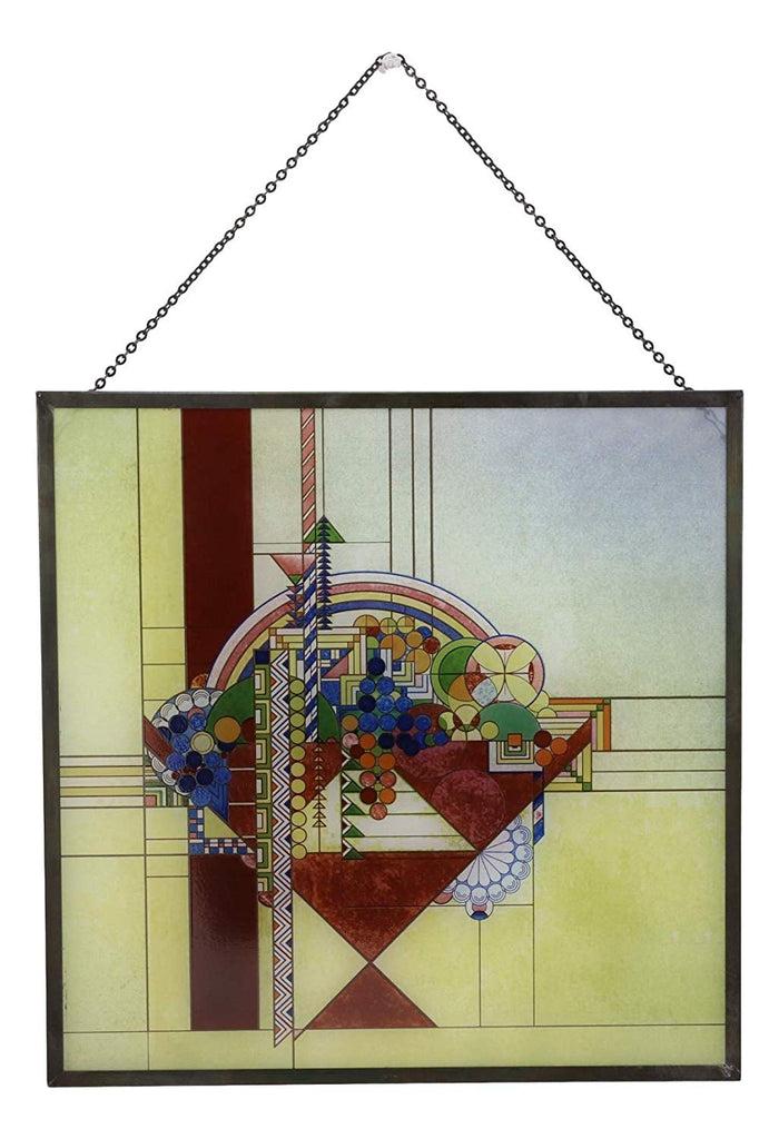 Ebros Gift Frank Lloyd Wright Metal Framed May Basket Stained Glass Desktop Or Wall Plaque