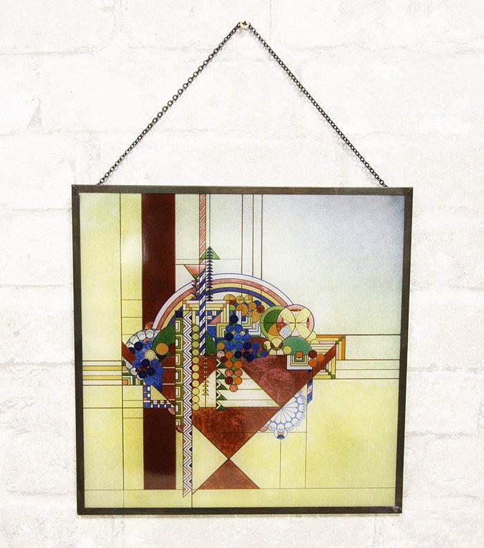 Ebros Gift Frank Lloyd Wright Metal Framed May Basket Stained Glass Desktop Or Wall Plaque