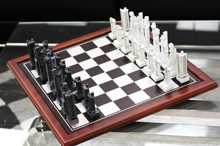 ebros gift Frank Lloyd Wright Midway Gardens Sprites Resin Chess Pieces & Wooden Board Set