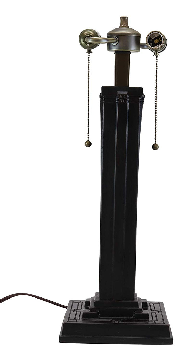 Ebros Gift Frank Lloyd Wright Mission Style Pyramid Translucent Glass Side Table Lamp Decor