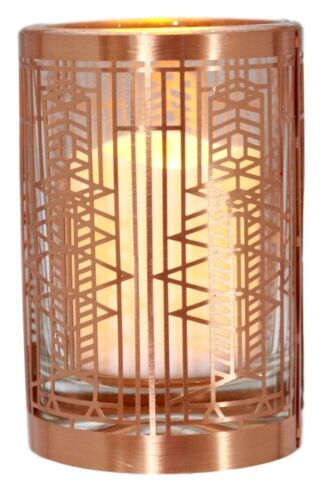 Ebros Gift Frank Lloyd Wright Robie House Art Glass Window No 51 Brass Votive Candle Holder