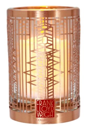 ebros gift Frank Lloyd Wright Robie House Art Glass Window No 51 Brass Votive Candle Holder