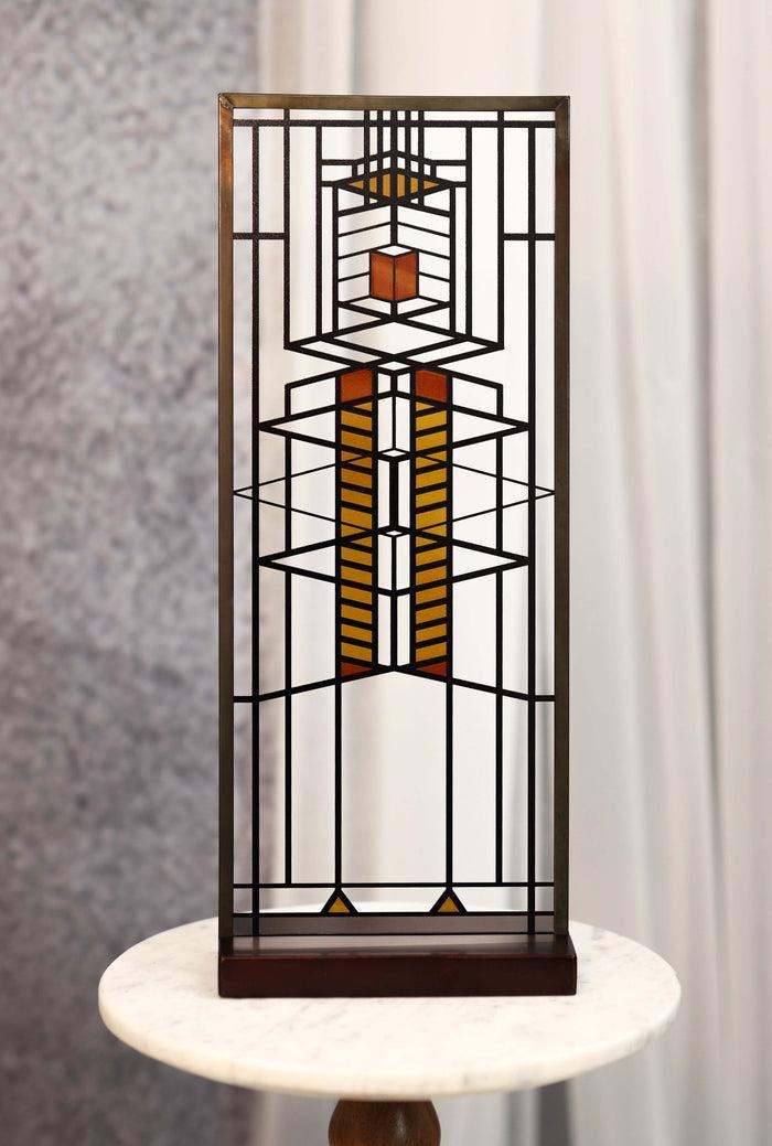 ebros gift Frank Lloyd Wright Robie House Window 51 Stained Glass Wall Or Desktop Plaque
