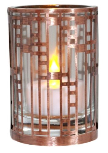 Ebros Gift Frank Lloyd Wright Robie House Wood Laylight Chicago Brass Votive Candle Holder