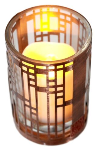 Ebros Gift Frank Lloyd Wright Robie House Wood Laylight Chicago Brass Votive Candle Holder
