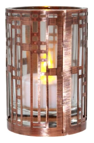 Ebros Gift Frank Lloyd Wright Robie House Wood Laylight Chicago Brass Votive Candle Holder