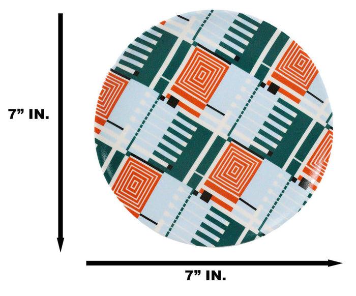 Ebros Gift Frank Lloyd Wright Textile Taliesin West Black Ceramic Dessert Plates Pack Of 4