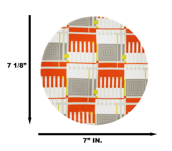 Ebros Gift Frank Lloyd Wright Textile Taliesin West Yellow Ceramic Dessert Plates Pack Of 4