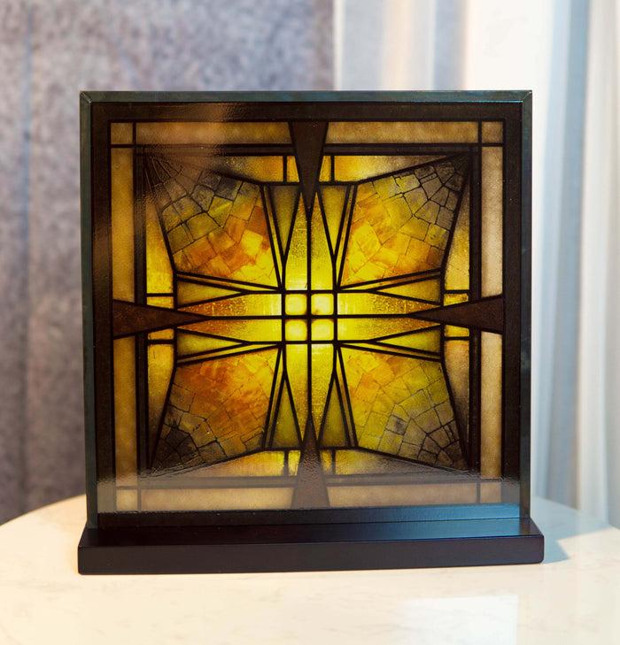ebros gift Frank Lloyd Wright Thomas Entry Ceiling Light Stained Glass Wall Desktop Plaque