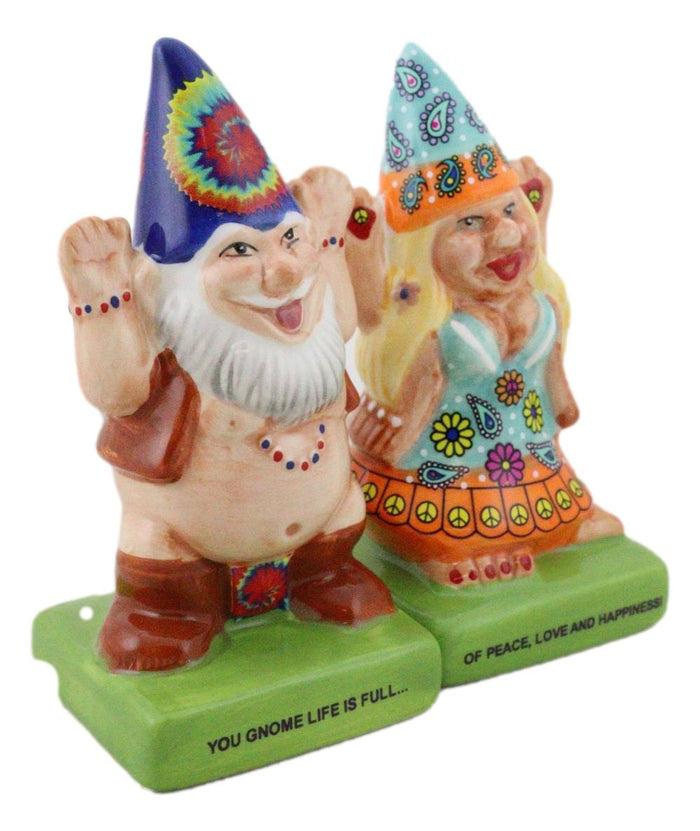 Ebros Gift Free Spirit Hippie Mr Gnome And Flower Child Lady Gnomes Salt Pepper Shakers Set