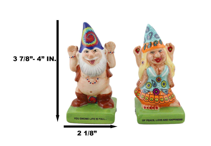 Ebros Gift Free Spirit Hippie Mr Gnome And Flower Child Lady Gnomes Salt Pepper Shakers Set