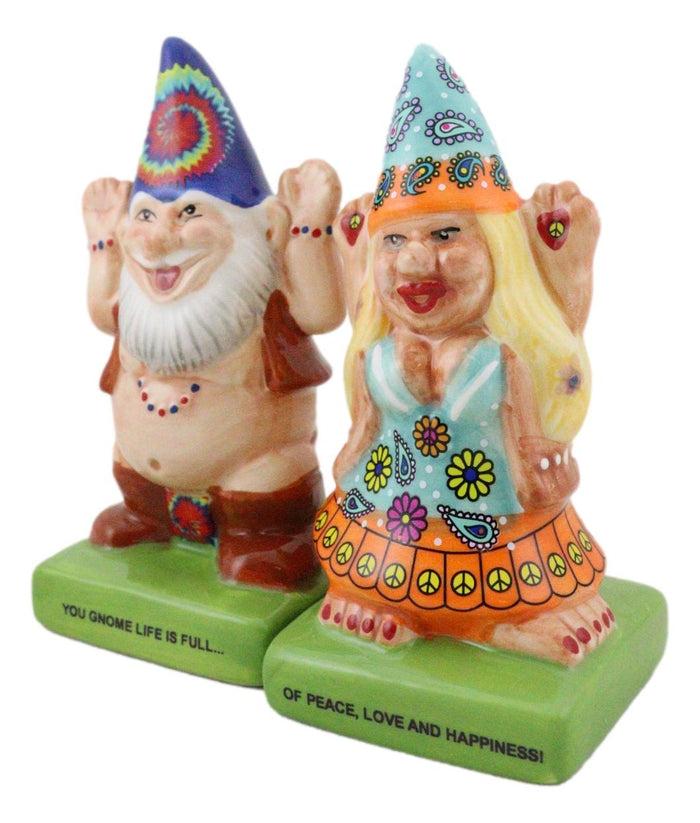 Ebros Gift Free Spirit Hippie Mr Gnome And Flower Child Lady Gnomes Salt Pepper Shakers Set