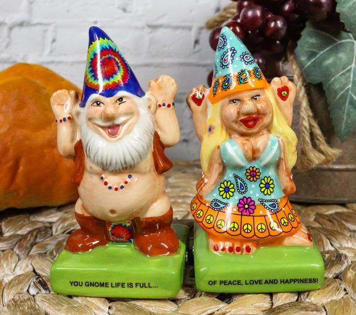 ebros gift Free Spirit Hippie Mr Gnome And Flower Child Lady Gnomes Salt Pepper Shakers Set
