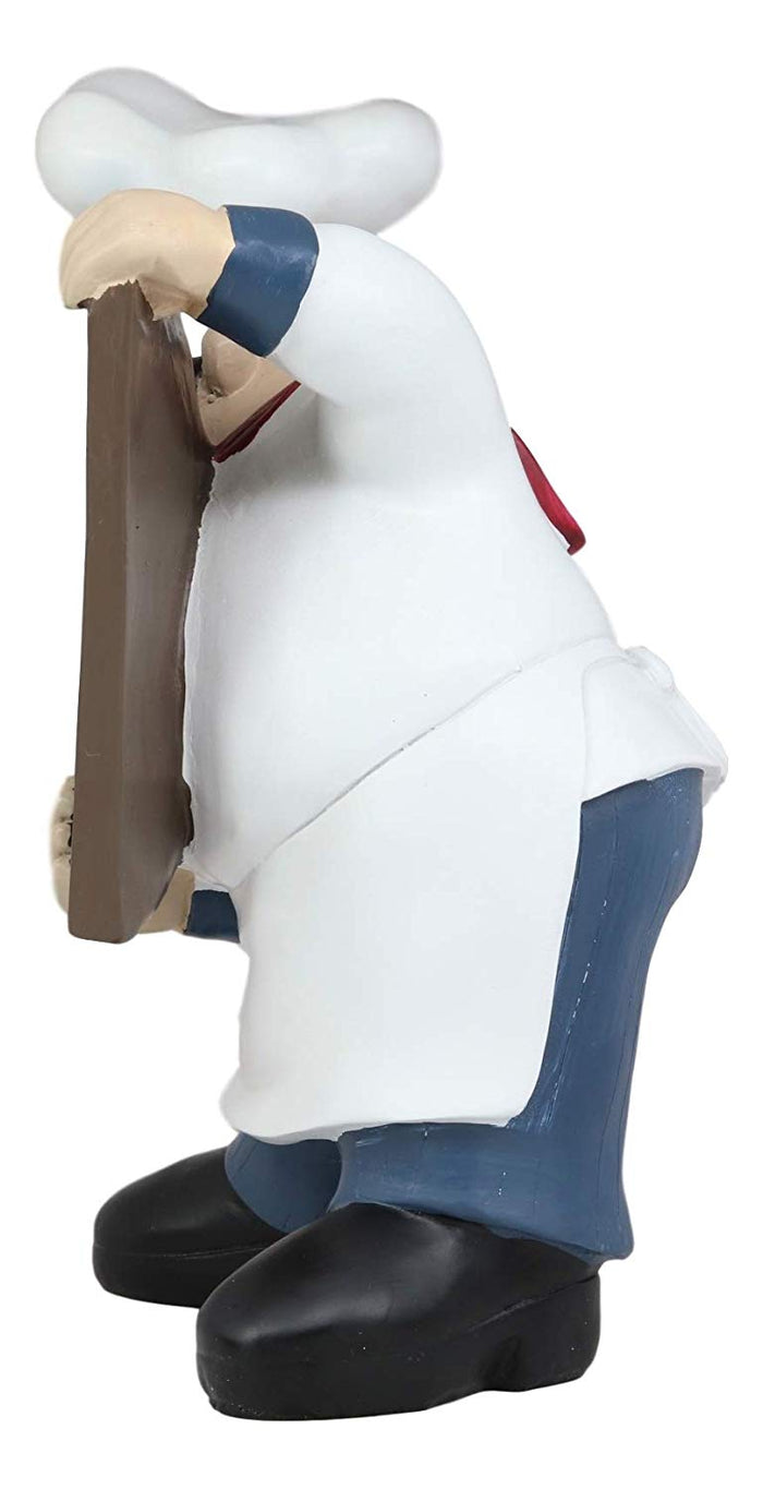 Ebros Gift French Bistro Head Chef Jean With Hat And Red Necktie Holding Black Board Statue