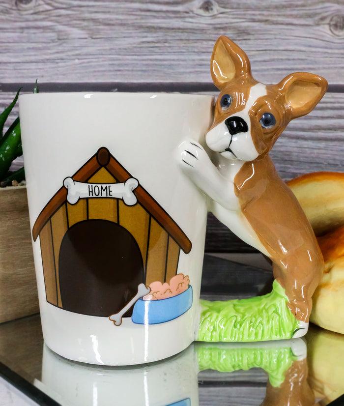 ebros gift French Bulldog Puppy With Bone Kennel 12oz Ceramic Mug Coffee Cup Home Kitchen