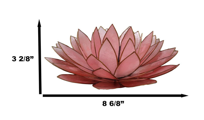 Ebros Gift Fuchsia Pink Capiz Seashells Lotus Flower Votive Tea Light Candle Holder 8.5"D